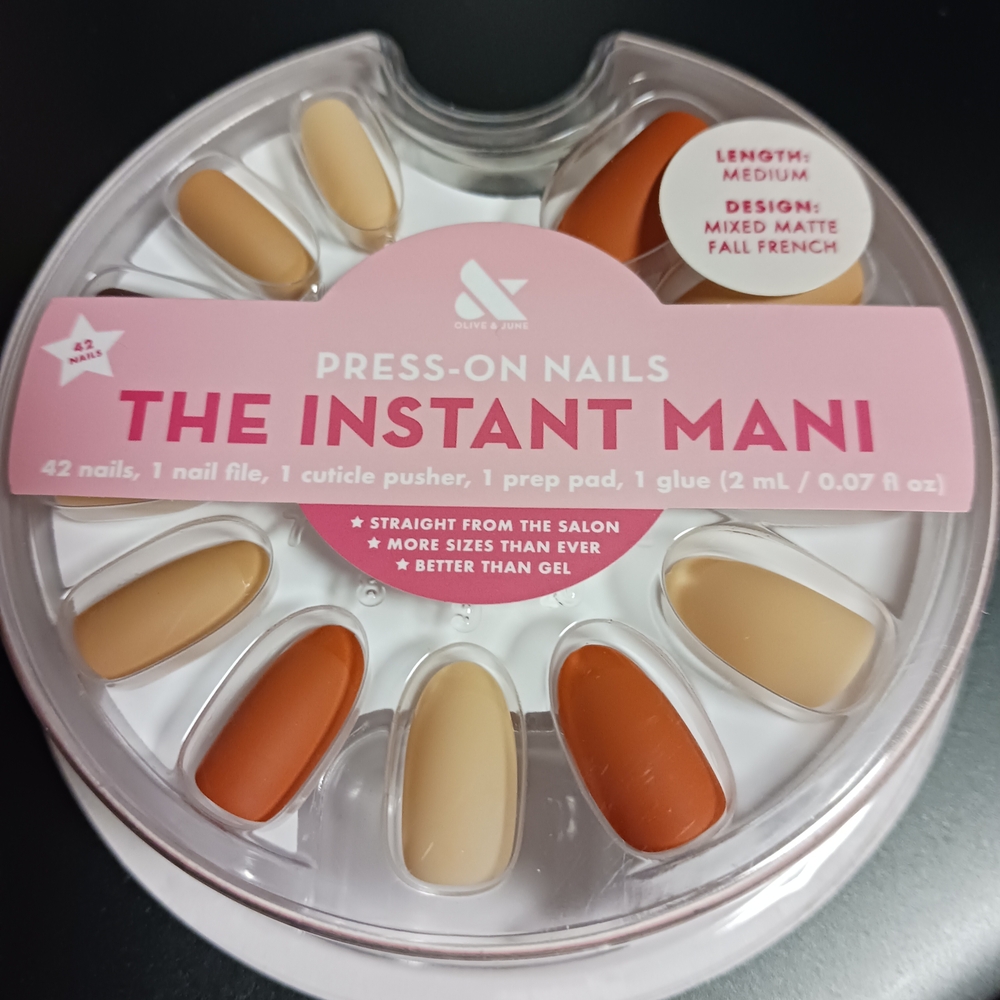 Olive and June Instant Mani Press-On Nails - Mixed Matte Fall French